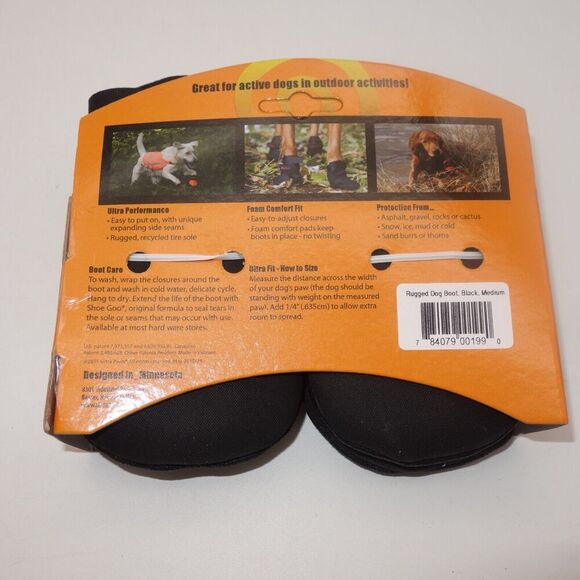 NEW Ultra Paws Rugged Dog Boots Shoes BLACK Medium 2.75" Paw - Picture 3 of 6